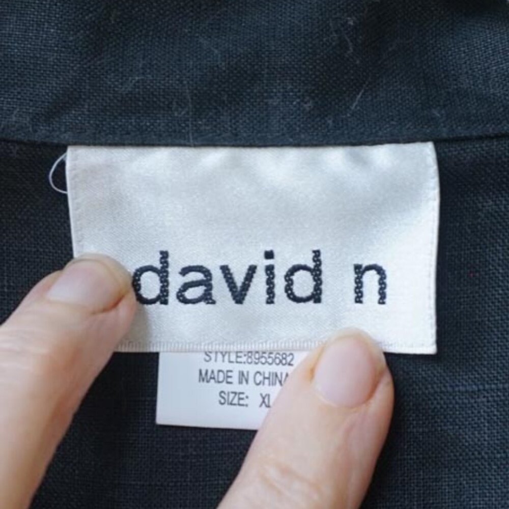 David N Black 100% Hanky LInen Button Down Shirt EUC Size XL - Picture 3 of 3